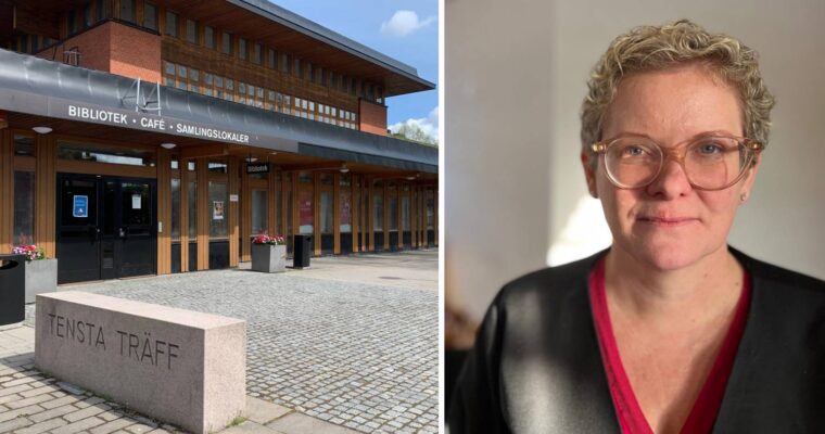 Två bilder, en på Tensta träff och ett porträtt på Karin Wanngård.