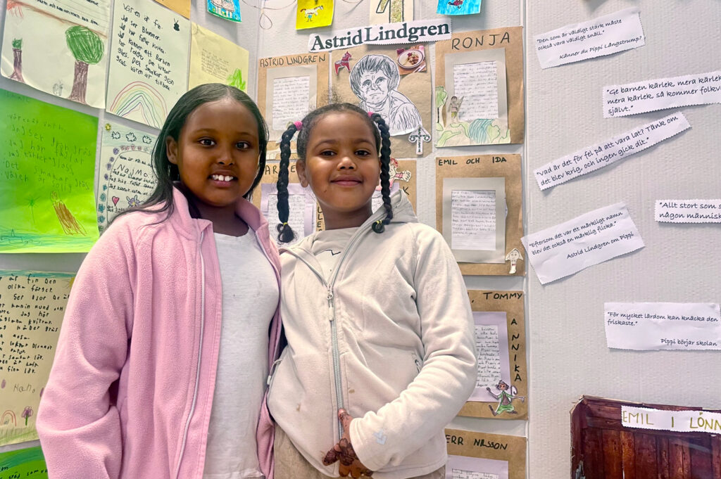Manal och Rahma i årskurs 1 har läst Astrid Lindgren