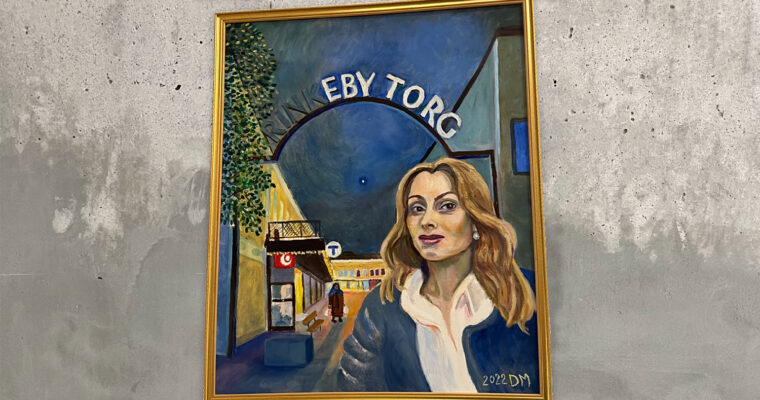 Dine Malmstens målning av Alexandra Pascalidou.