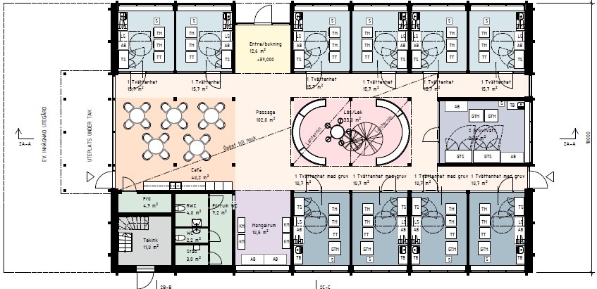En ritning över hur tvättstugorna i Rinkeby ska byggas.