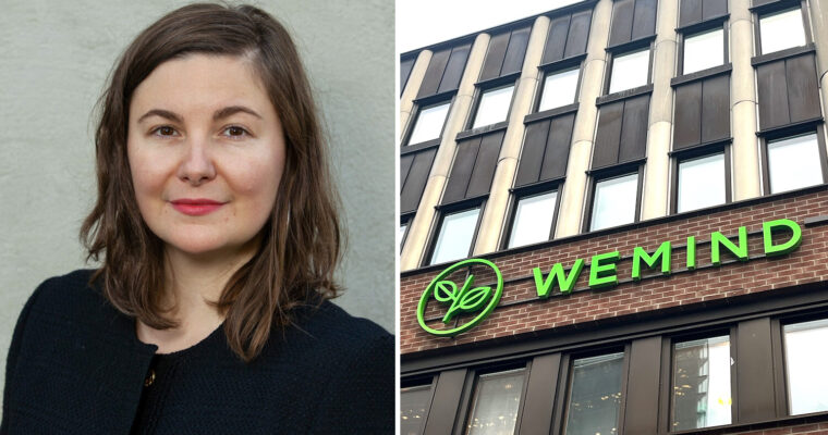 Sandra Ivanovic Rubin + fasad med WeMind-skylt