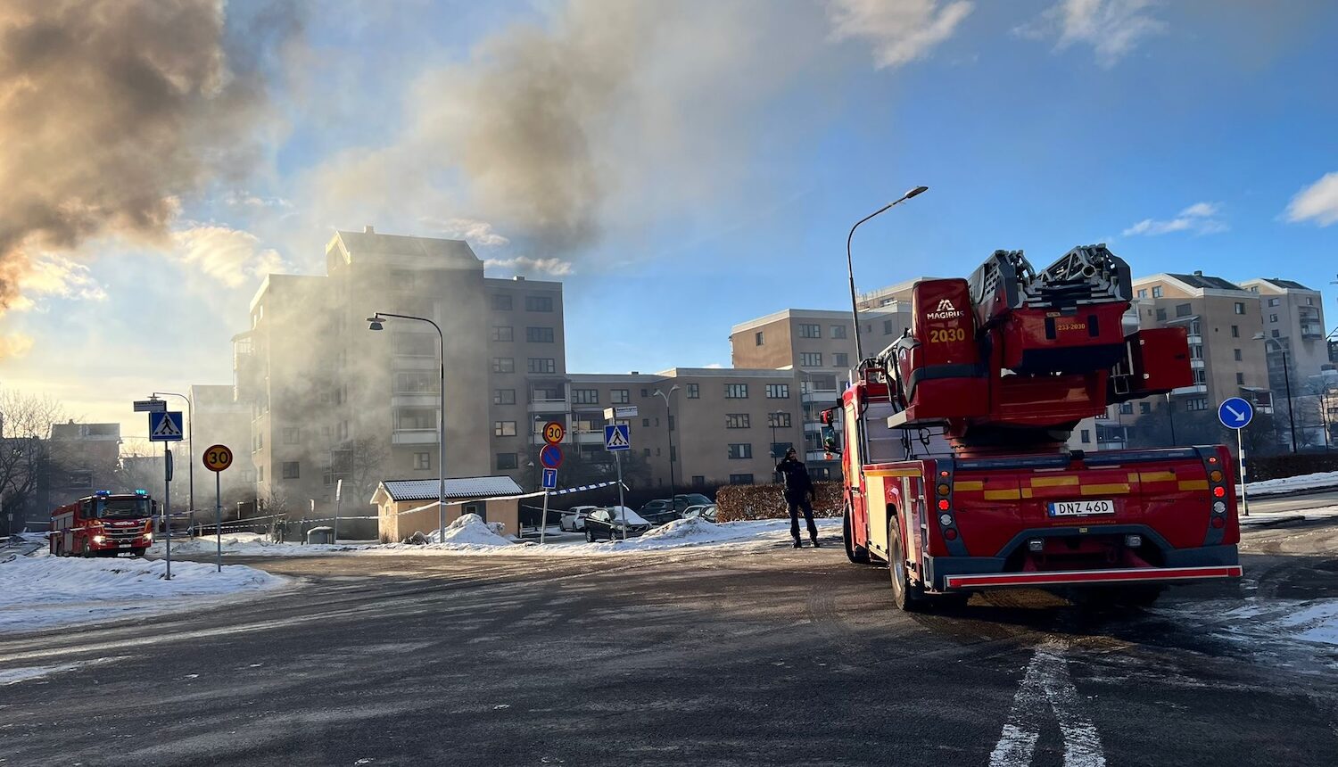 Brand på Danmarksgatan i Kista.