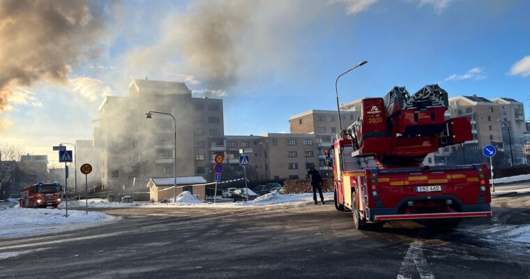 Brand på Danmarksgatan i Kista.