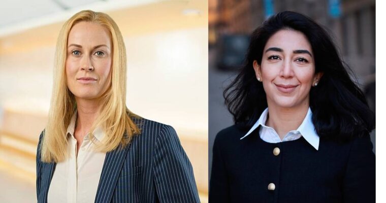 Två kvinnliga ledamöter i riksdagen.