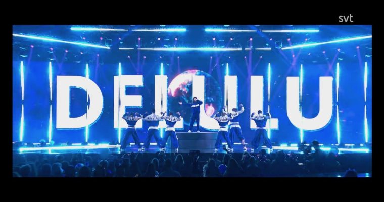 Skärmdump från SVT. Al-Fadji med låten Delulu.