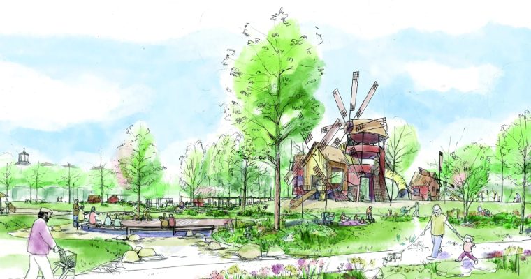 Arkitektskiss av den planerade parken från Stockholms stad.