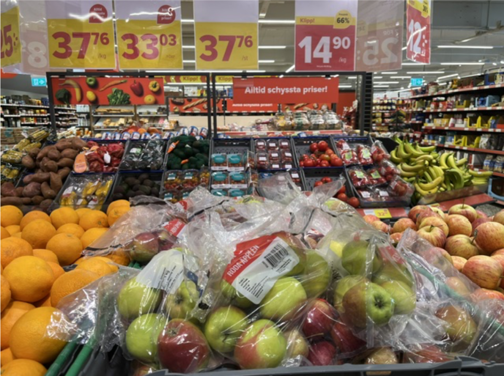 Frukt i en matbutik