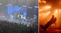 sammanslagen konsertbild och en bild där en man uppträder i starkt scenljus