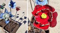 Keramikblommor på Jan Stenbecks torg