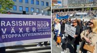 Demonstration för en human migrationspolitik på Sergels torg 10 maj 2026