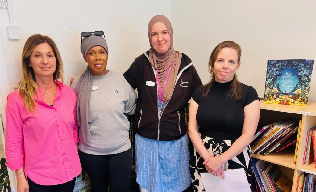 Kicki Evangelatou biträdande rektor för Rinkeby förskolor, Nima Mohamud förskollärare, Sonya M’Rad förskollärare, Alexandra Mattsson, förskoleborgarråd