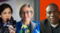 Tre ansikten på tre politiker.