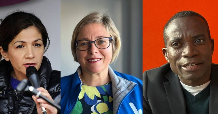 Tre ansikten på tre politiker.