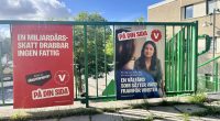 Vänsterpartiets valaffischer i Rinkeby 2026
